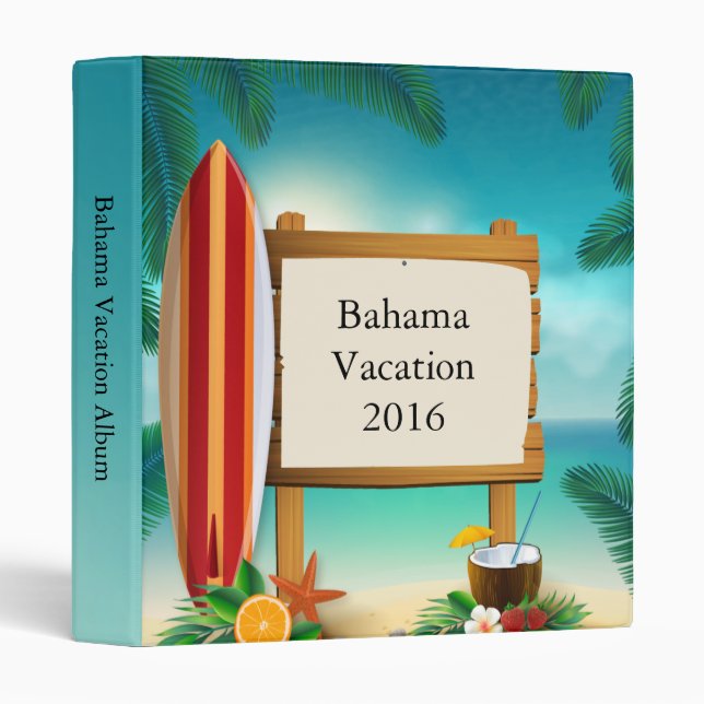 Surfboard Summer Vacation Photo Binder (Front/Spine)