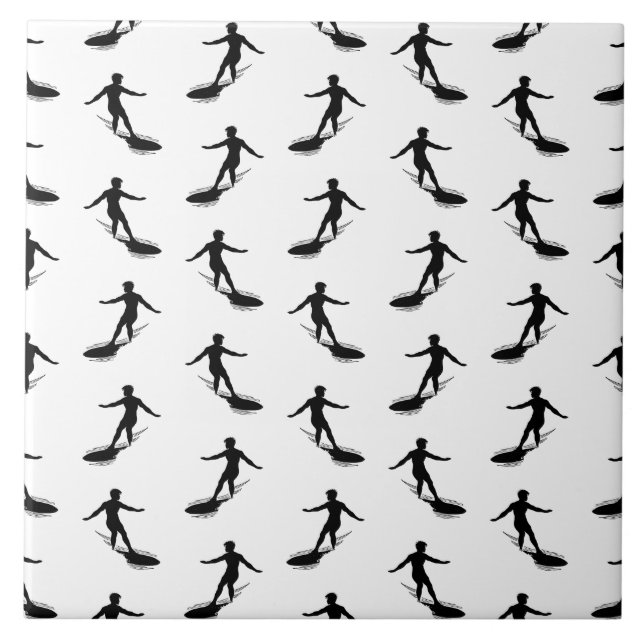 Surfboard Surfing Pattern CUSTOM BACKGROUND COLOR Tile (Front)