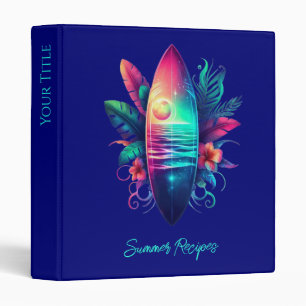 Surfboard Tropical Beach- 3 Ring Binder