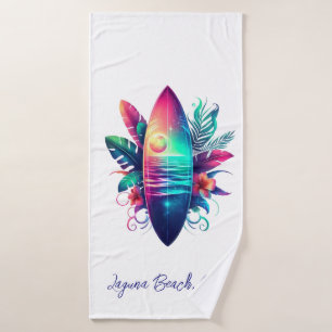 Surfboard Tropical Beach- Bath Towel Set