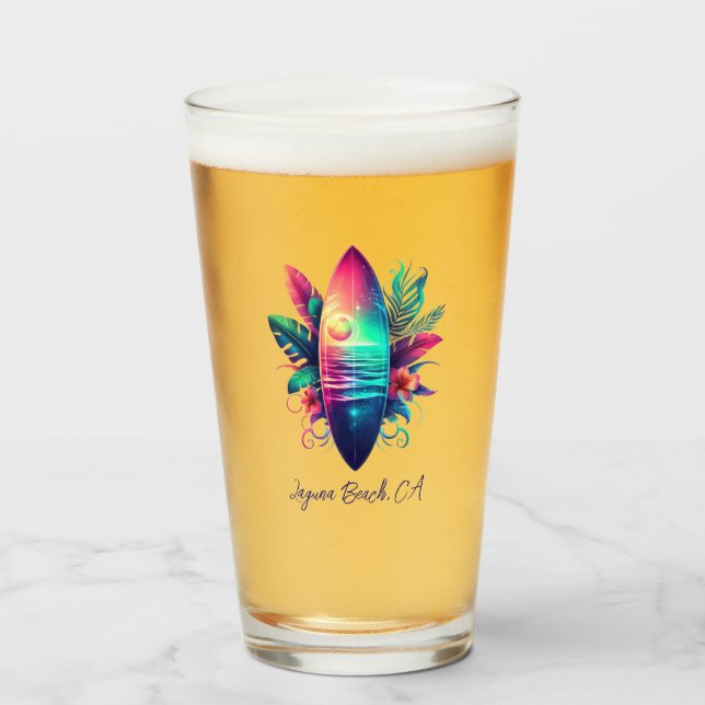 Surfboard Tropical Beach- Glass (Front Filled)
