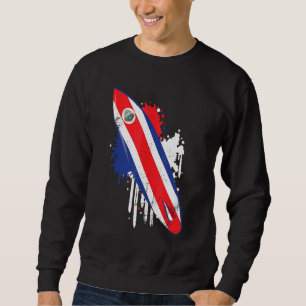 Surfboard Vintage With Costa Rica Flag - Surfing S Sweatshirt