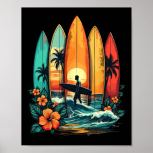 Surfboarder Hawaii Wave Surfing Beach Surfer  Poster