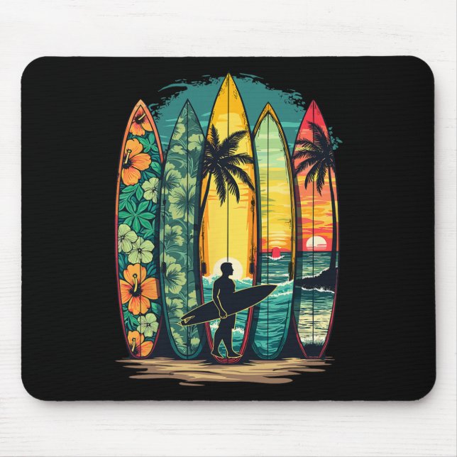 Surfboarder Hawaii Wave Surfing Lover Beach Surfer Mouse Pad (Front)