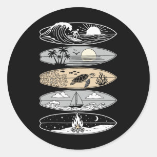 Surfboarder Hawaii Wave Surfing Ocean Surfer  Classic Round Sticker