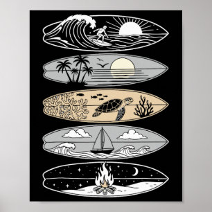 Surfboarder Hawaii Wave Surfing Ocean Surfer Poster