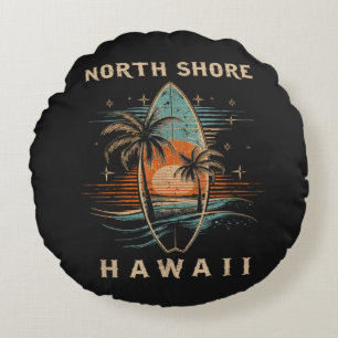 Surfboarder North Shore Hawaii Round Pillow