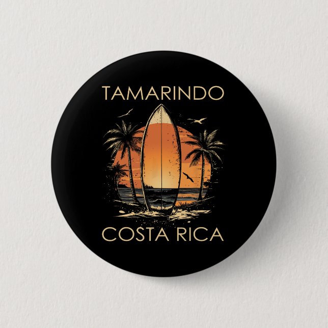Surfboarder Tamarindo Costa Rica Beach Surfing Sur 2 Inch Round Button (Front)