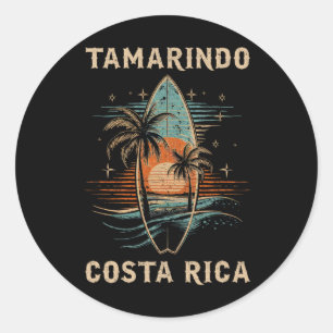 Surfboarder Tamarindo Costa Rica Surf Board Surfin Classic Round Sticker