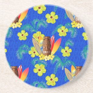 Surfboards And Tiki Mask Coaster