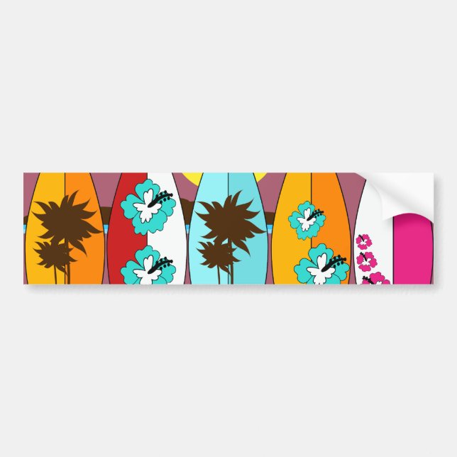 Surfboards Beach Bum Surfing Hippie Vans Bumper Sticker (Front)