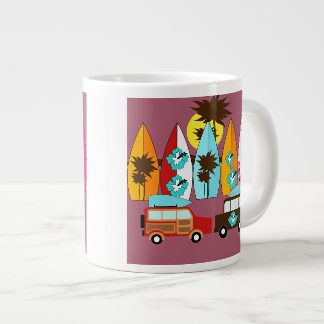 Surfboards Beach Bum Surfing Hippie Vans Large Coffee Mug (Front Right)