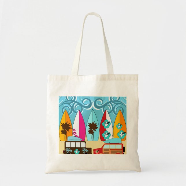 Surfboards Beach Bum Surfing Hippie Vans Tote Bag (Front)