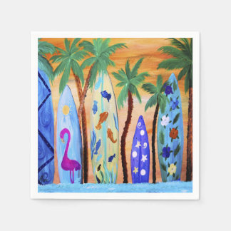 Surfboards beach paper napkins from my art