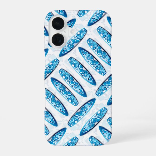 Surfboards Blue Pattern iPhone 16 Case (Back)