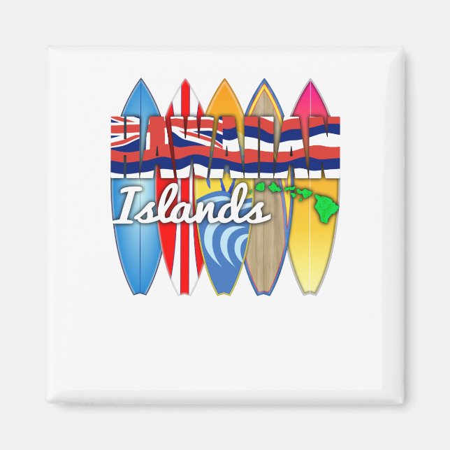 Surfboards Hawaii Flag Magnet (Front)
