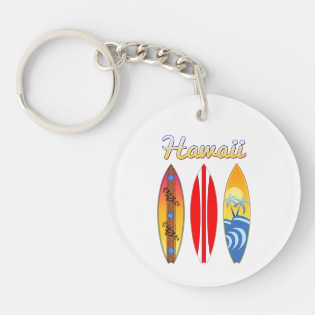 Surfboards Hawaii Islands Keychain (Front)