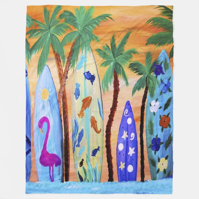 Surfboards home decor  fleece blanket (Front)
