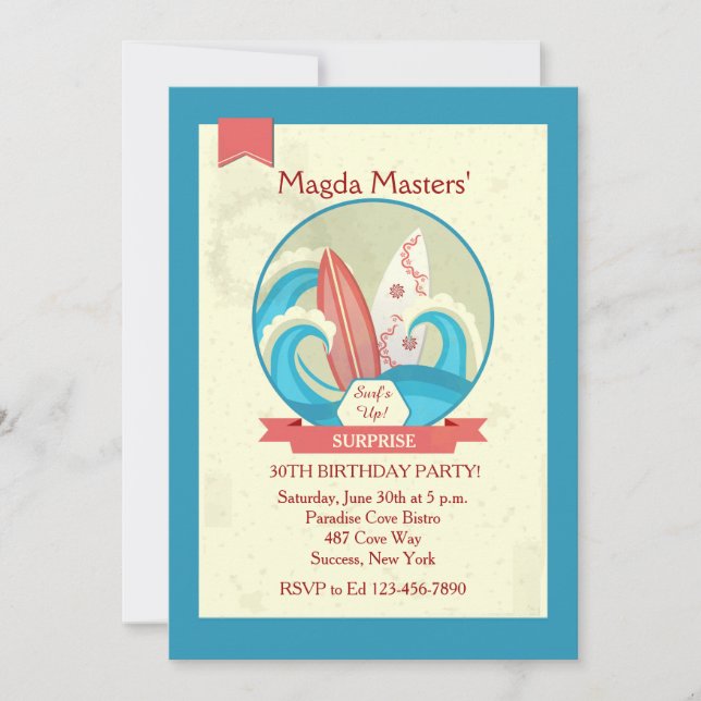 Surfboards in the Waves Invitation (Front)