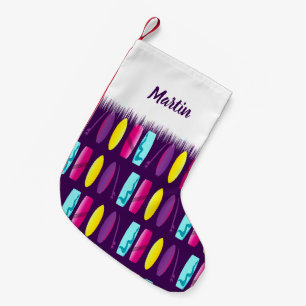 Surfboards Multi-Colored Surfing Pattern Small Christmas Stocking