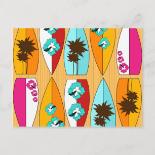 Surfboards on the Boardwalk Summer Beach Theme Postcard