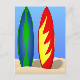 Surfboards retro surf postcard