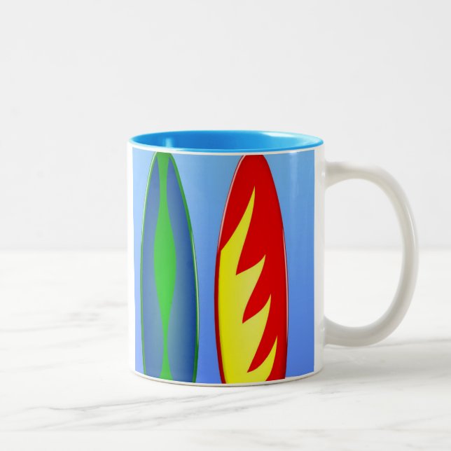 Surfboards retro surf Two-Tone coffee mug (Right)