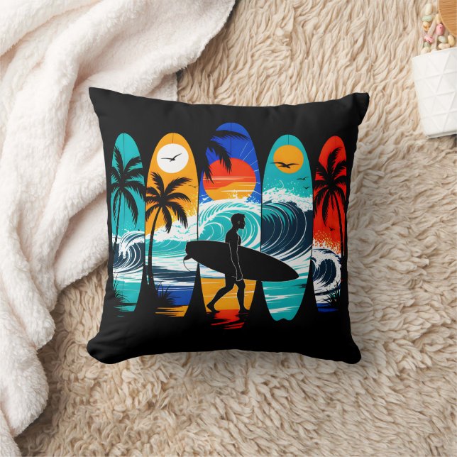 Surfboards Throw Pillow (Blanket)