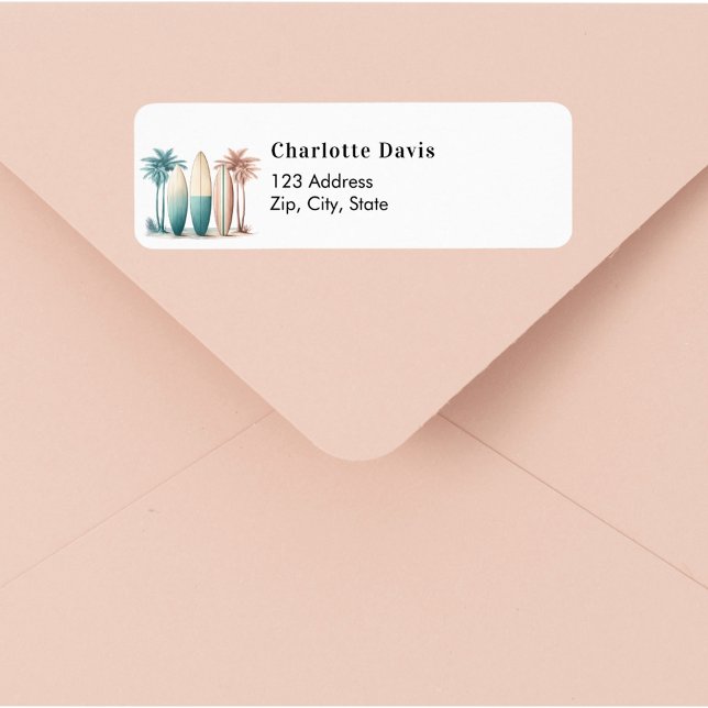 Surfboards tropical beach retro return address  (Creator Uploaded)