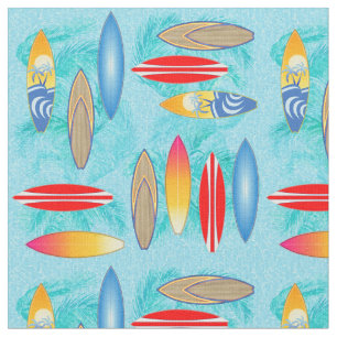 Surfbooards And Palm Trees Fabric