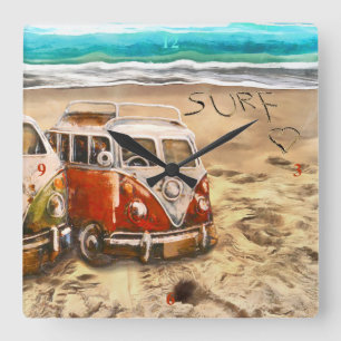 Surfdudes, Square Wall Clock