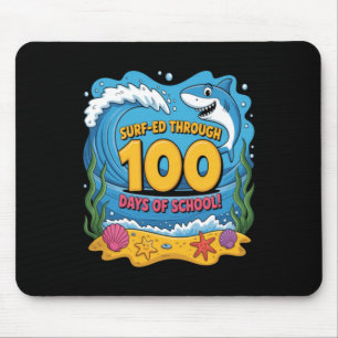 Surfed Through 100 Days Of School Funny Shark Mouse Pad