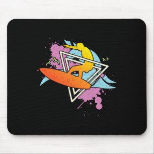 Surfer 80s 90s Vaporwave Surfboard Mouse Pad