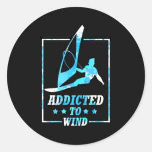 Surfer Addicted To Wind Classic Round Sticker