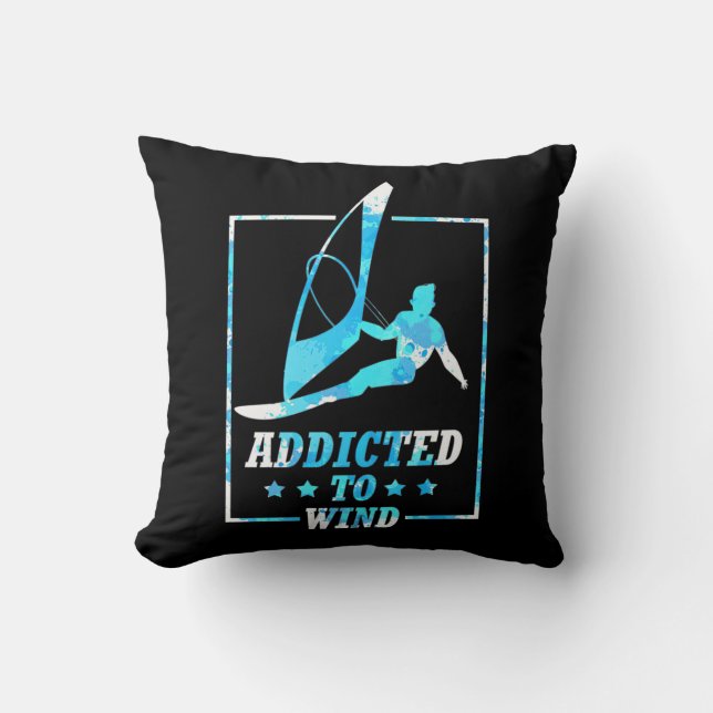 Surfer Addicted To Wind Throw Pillow (Front)