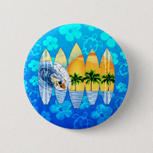 Surfer And Surfboards 2 Inch Round Button