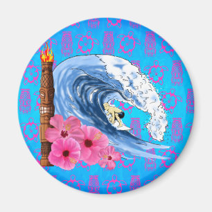 Surfer And Tiki Statue Magnet