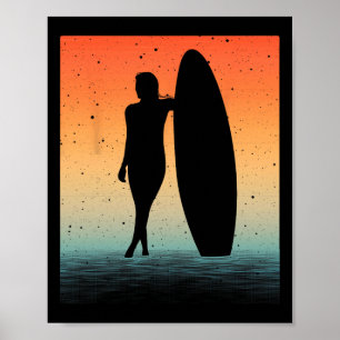Surfer Art For Women Girls Surf Board Water Surfin Poster