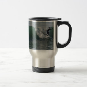 Surfer at Moonstone Beach, Cambria Travel Mug