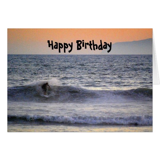 Surfer at Sunset Happy Birthday Card