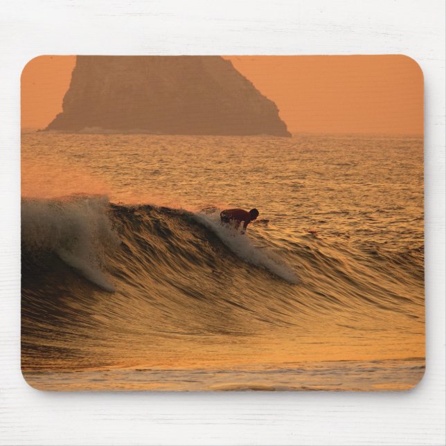 Surfer at sunset in Mexico Mouse Pad (Front)