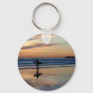 Surfer at Sunset Keychain