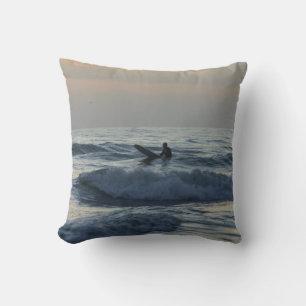 Surfer Awaits Throw Pillow