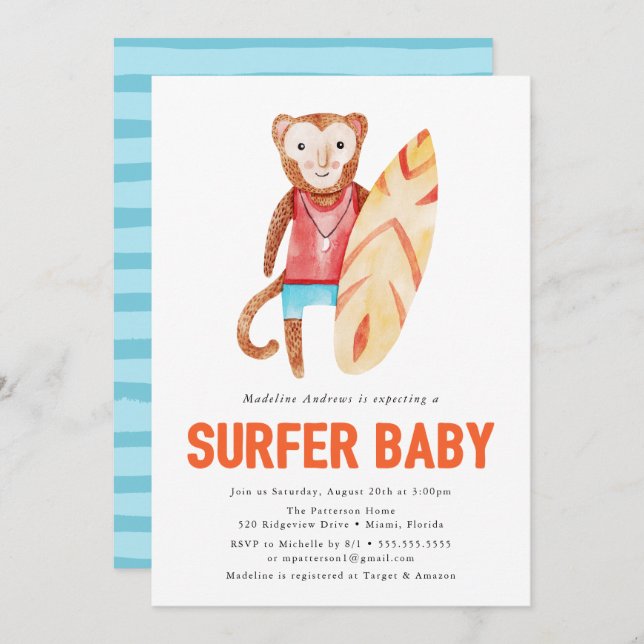 Surfer Baby | Baby Shower Invitation (Front/Back)