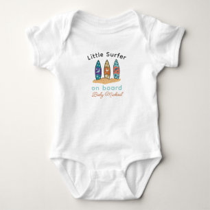 Surfer Baby Shower Little Surfer on Board Bodysuit