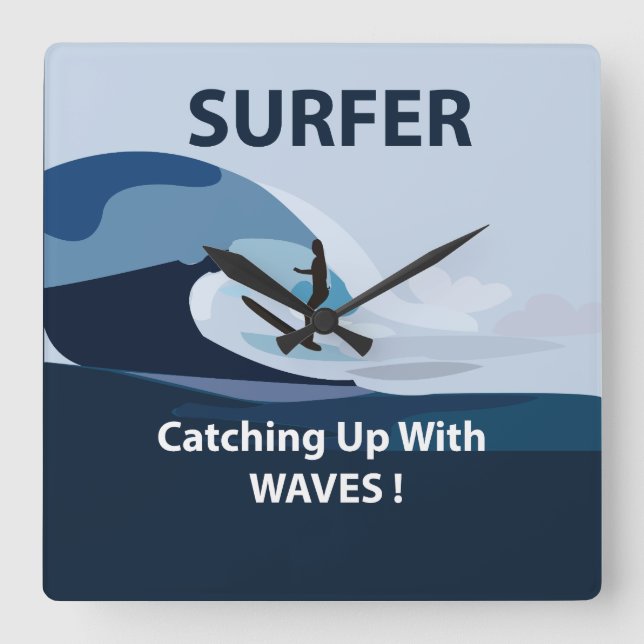 Surfer Beach Surfing  Square Wall Clock (Front)