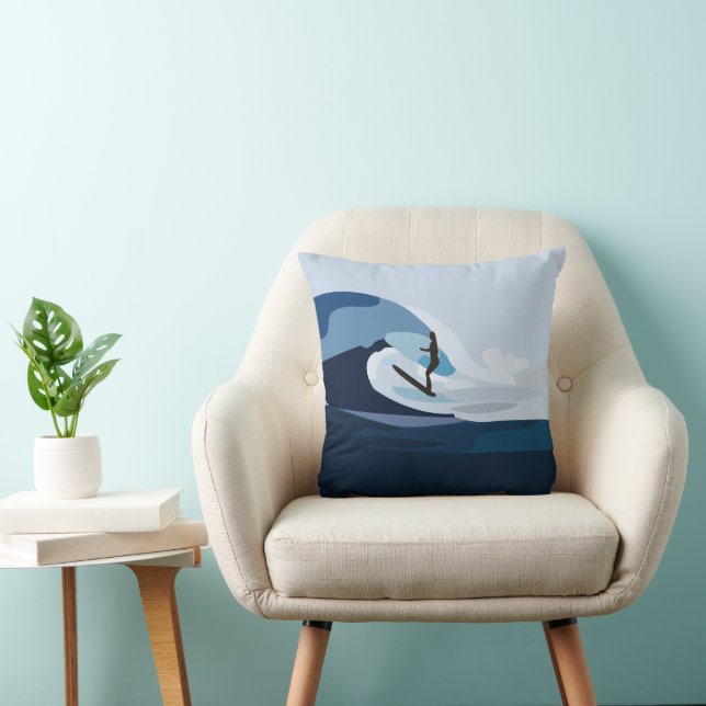 Surfer Beach Surfing  Throw Pillow (Chair)