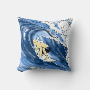Surfer Big Wave Throw Pillow