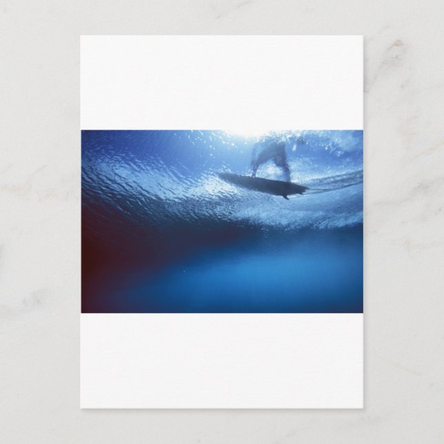 Surfer blue wave underwater view postcard (Front)