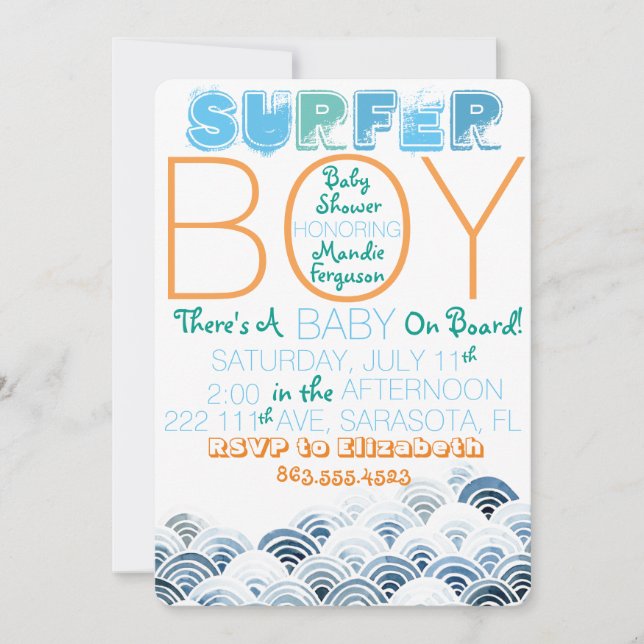 Surfer Boy Baby Shower Invitation (Front)